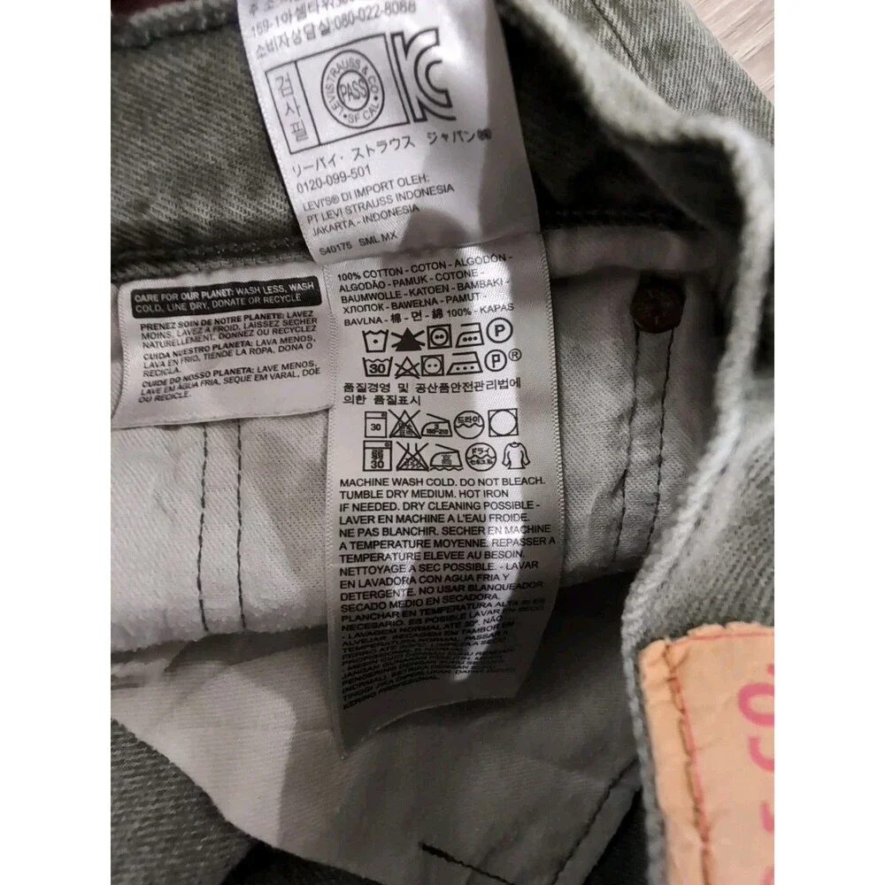 LEVI'S 501 BUTTON FLY MEN'S 34x32(31) WHITE OAK CONE DENIM JEANS OLIVE GREEN EUC